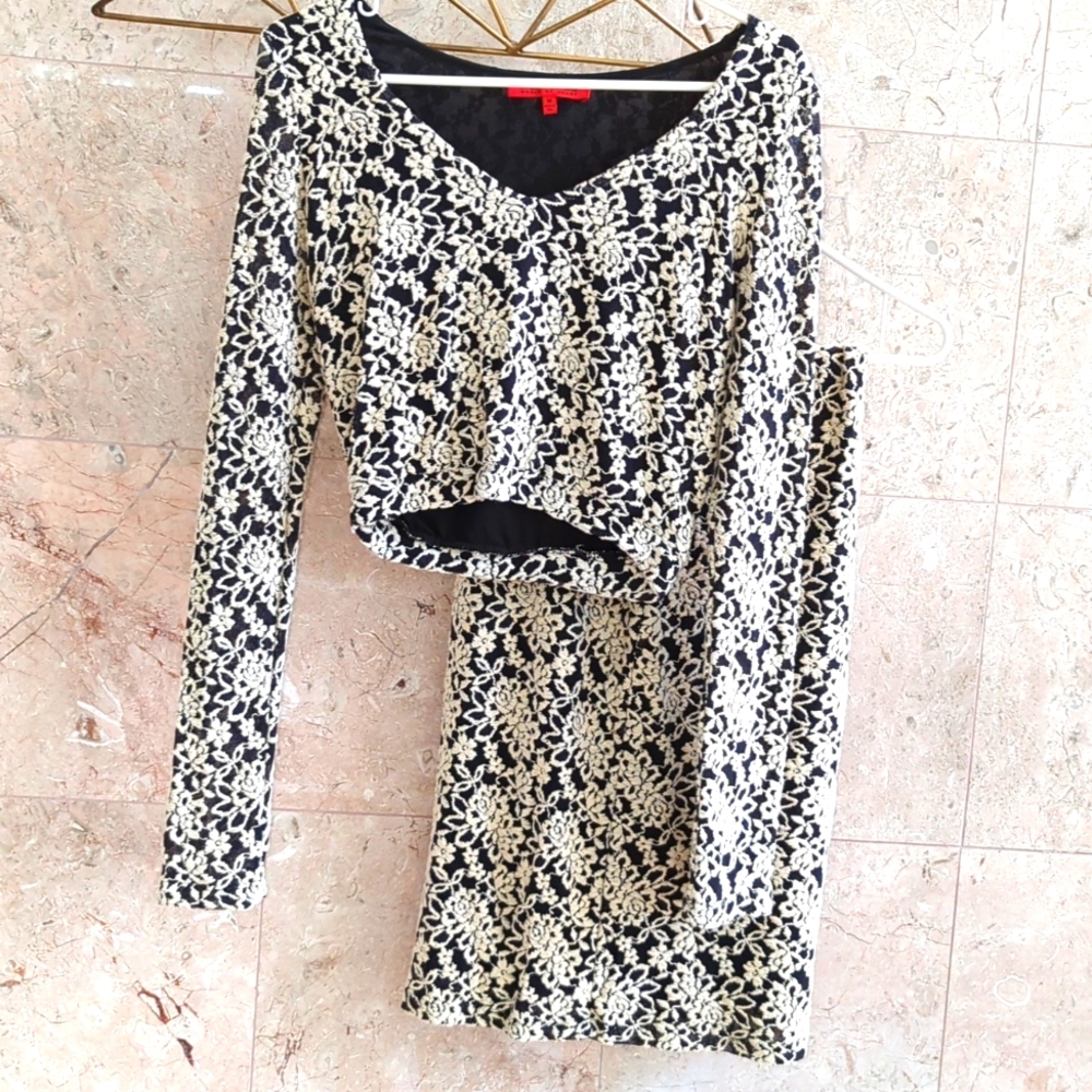 Crop top and fitted skirt set